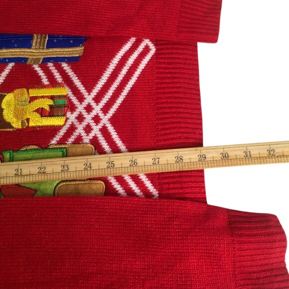Christmas Sweater Chunky Knit Pullover Red Size Large 42-44 Ugly Holiday Party - Picture 8 of 11